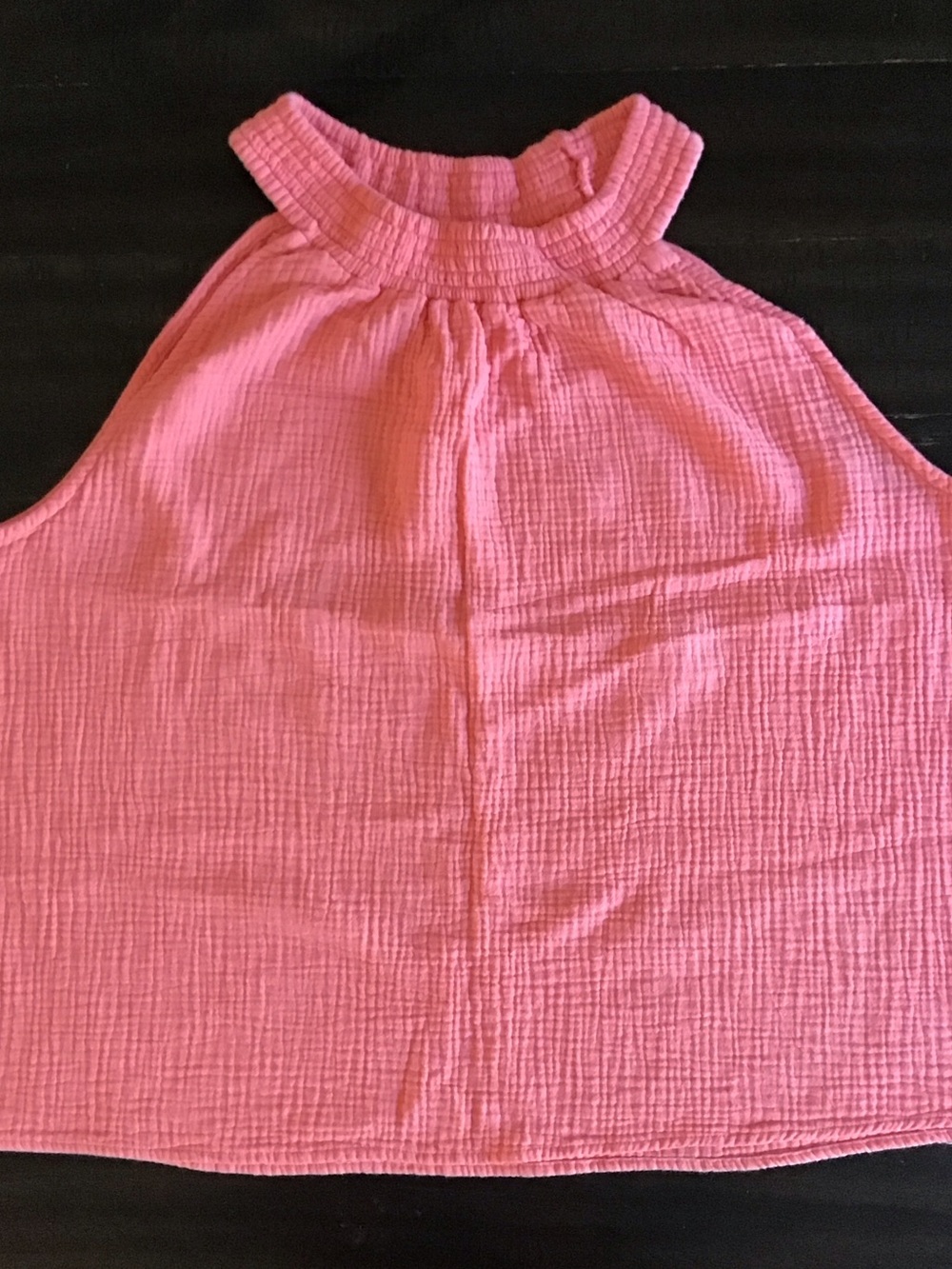 Time and Tru Coral Pink Smocked Halter Top